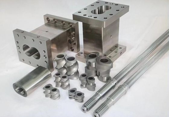 Anti Korosi Double Screw Feed Barrel Plastik Extruders Komponen Mesin Untuk Makanan yang Dibungkus